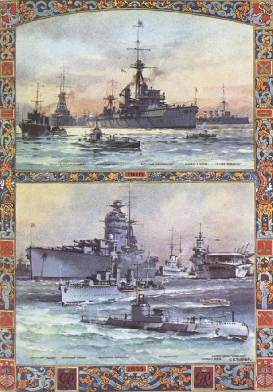 unknow artist engelska flottan 1910 och 1935 oil painting picture